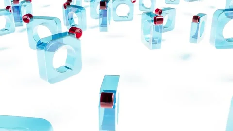 Blue glass bubble speech red number on white bg able to loop endless Stock Footage 329031720