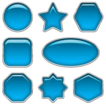Blue glass buttons, set Illustrazione stock