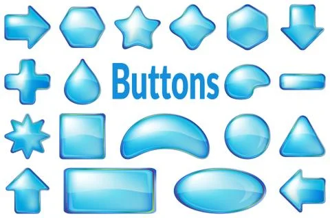Blue Glass Buttons Set Stock Illustration