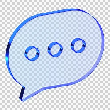 Blue glass chat bubble icon in glassmorphism style for messaging apps, slee.. Stock Illustration