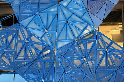 Blue glass cladding, Deconstructivist building, Federation Square. Melbourne-AUS Stock Photos