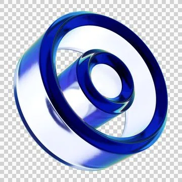 Blue Glass Concentric Ring 3D Shape Isolated on Transparent Background Stock Illustration