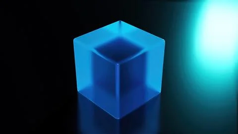 Blue glass cube Stock Illustration