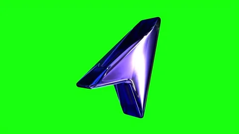 Blue Glass Direction Arrow Pointer Shape Rotating on Green Screen, 4K Stock Footage 348505988