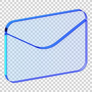 Blue glass envelope mail icon in glassmorphism style for email communicatio.. Stock Illustration