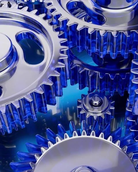 Blue glass gears and cogs background Stock-Footage 332064564