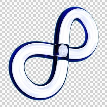 Blue Glass Infinity Loop 3D Shape Isolated on Transparent Background Stock Illustration