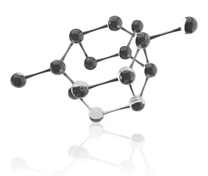 Blue glass molecule structure. 3D rendering. Stockillustratie