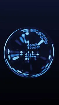 Blue glass orb with soft light reflections on dark background, minimal futu.. Stock Illustration