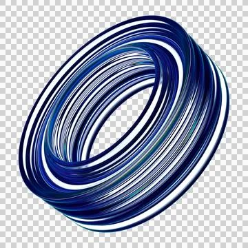 Blue Glass Orbital Ring 3D Shape Isolated on Transparent Background Stock Illustration