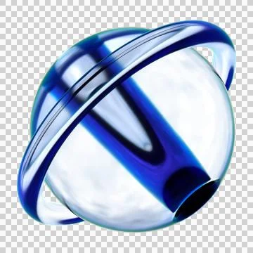 Blue Glass Orbital Ring 3D Shape Isolated on Transparent Background Stock Illustration