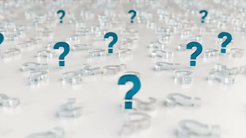 Blue Glass  Question Mark Horizontal Movement Looped 4k Stock Footage 265029965