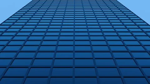 Blue Glass Skyscraper Facade 3D Render Stock Illustration