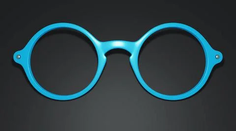 Blue glasses on black background 3d illustration of blue glasses on black ... Stock Photos