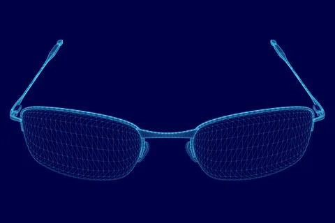 Blue glasses with a wire frame. The wire frame is made of metal and is very thin Stock Illustration