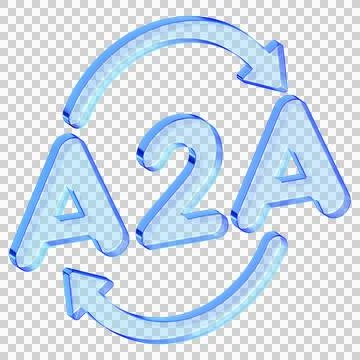 Blue glassmorphism A2A icon with circular arrows representing automated dat.. Ilustração Stock