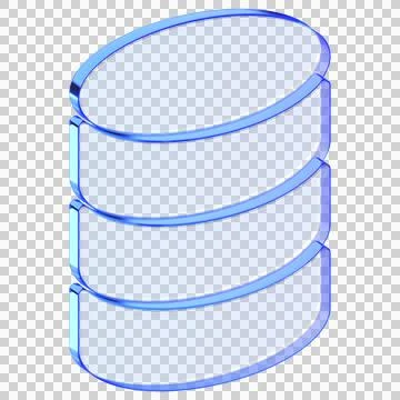 Blue glassmorphism database cylinder icon representing cloud storage and in.. Stock Illustration