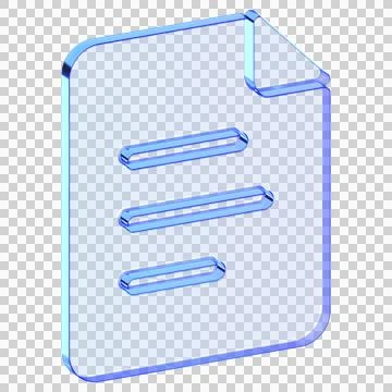 Blue glassmorphism document file icon representing text formatting and page.. Stock Illustration