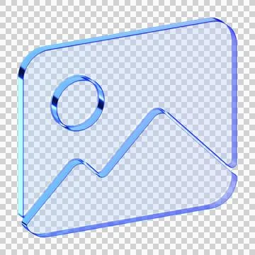 Blue glassmorphism image gallery icon showing mountain scenery for media at.. Stock Illustration