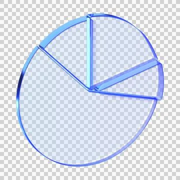 Blue glassmorphism pie chart icon for business data division and share anal.. 库存插图