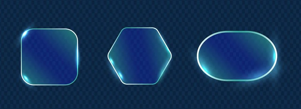 Blue Glassmorphism Rounded Interface Shapes Set Stockillustratie