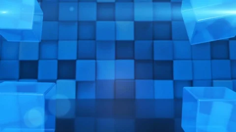 Blue Glassy Cubes / 3D Render Seamless Background Loop (easy to recolor) Stock Footage 76904576