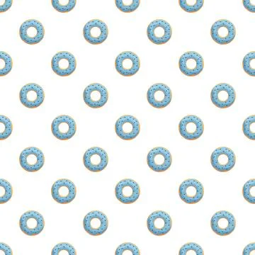 Blue glazed donuts seamless pattern with sprinkles Stock Illustration