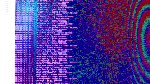 Blue glitch computer software code moving on a black monitor. Computer hackin Stock Footage 145834763