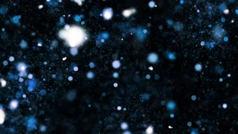 Blue Glitter Dust Particles Floating Through Dark Space with Sparkling Bokeh Stock Footage 336746887