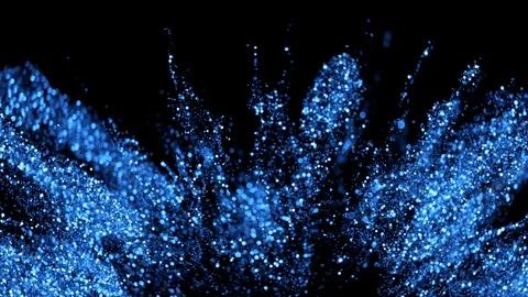 Blue Glitter Sparkle Particle Explosion Background Slow Motion alpha channel Stock Footage 122429447