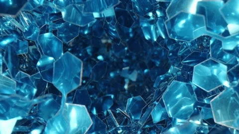 Blue Glittering Hexagonal Sequins Reflecting Bright Light in Motion Stock Footage 331100776