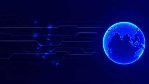 Blue Global Data Earth and Worldwide Network Concept Stock Footage 341377829