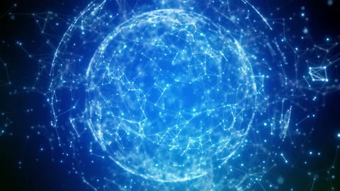 Blue global data network technology background Stock Footage 233487216