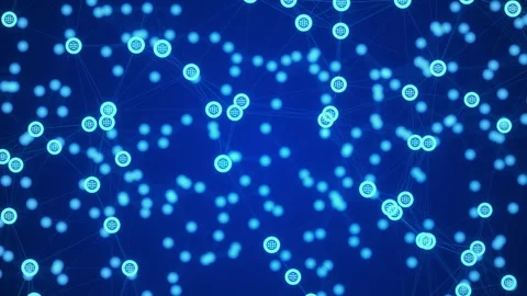 Blue Global Internet Network Plexus – Web Icon Nodes Connection Background Stock Footage 333498637