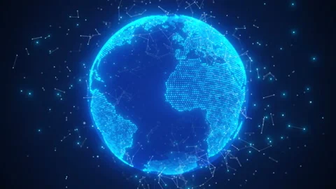 Blue global network technology concept Vidéo 131456282