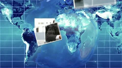 Blue Global Video Collage Animation After Effects stock
