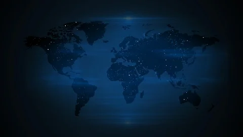 Blue global world map of blue background Video stock 106177511