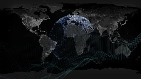 Blue globe with abstract wavy Lines Stock Footage 113071110