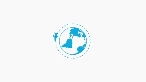 Blue Globe with Airplane Flying Around Earth Icon animation 库存影片 333924639