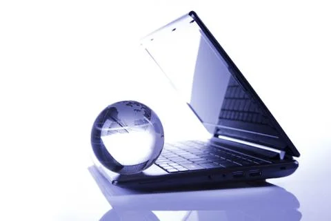 Blue Globe and Computer Keyboard Stock Photos