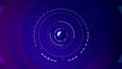 Blue globe and technology circle with multicolor background Stock Footage 145244424