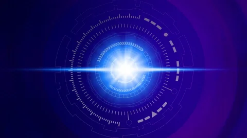 Blue globe and technology circle with multicolor background Stock-Footage 145244488