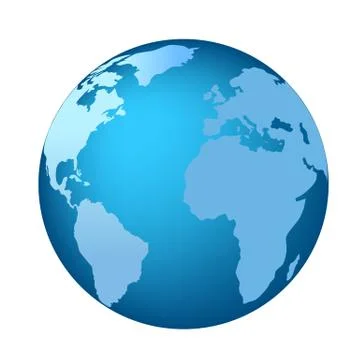 Blue globe with continents Stock Illustration