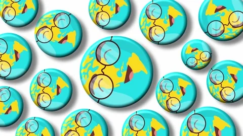 Blue globe emoji pattern repeating across background Stock Footage 323156193