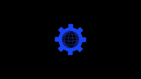 Blue Globe Gear Technology Icon Stock Footage 333154241