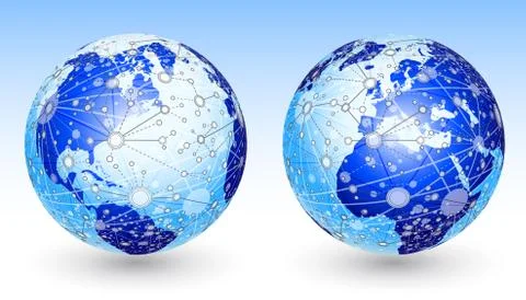 Blue globe with global net Stock Illustration
