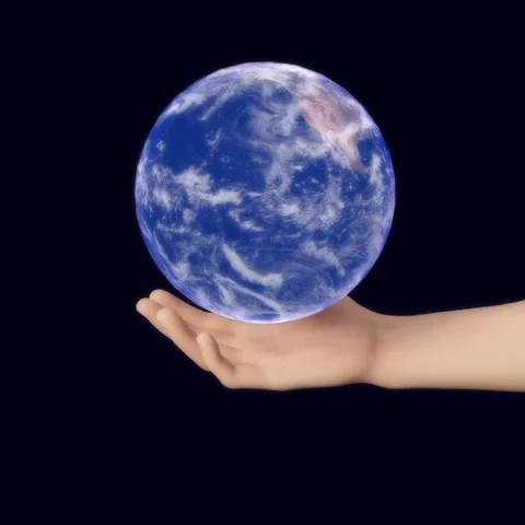 Blue globe in hand. Realistic 3d video Stock Footage 153830422