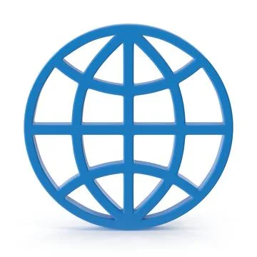 Blue Globe Icon on White Background Stock Illustration