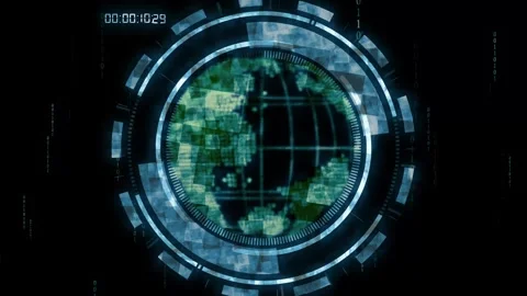 Blue globe interface animation with code. Blue globe interface futuristic t.. Stock Footage 337134025