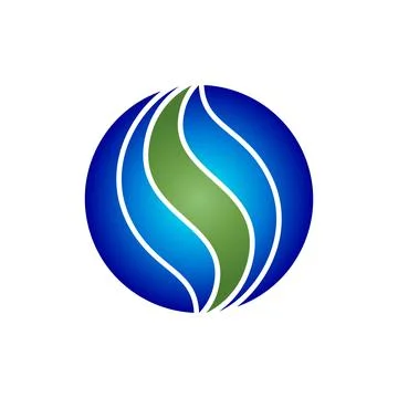 Blue globe logo template, flat design Stock Illustration